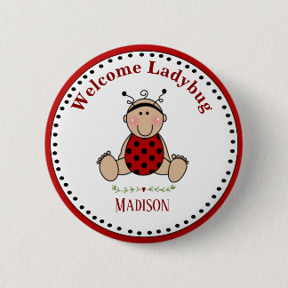 Chapa Redonda De 5 Cm Keepsake, Fiesta de Baby Shower de Ladybug persona