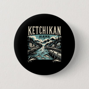 Chapa Redonda De 5 Cm Ketchikan Alaska Ak Gráfico Antiguo Capital del Sa