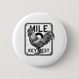 Chapa Redonda De 5 Cm Key West Florida Pollo Retro Milla 0 Gallo Milla