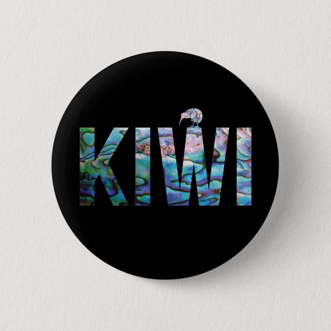 CHAPA REDONDA DE 5 CM KIA ORA KIWI REETING 6 CM ROUND BADGE (Anverso)