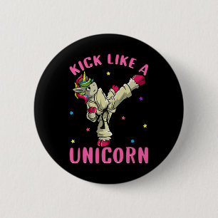 Chapa Redonda De 5 Cm Kick Like A Unicorn Motivational Femenino Karate M
