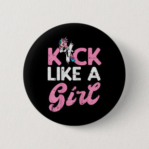 Chapa Redonda De 5 Cm Kick Like Chica Unicorn Karate Taekwondo Martial A