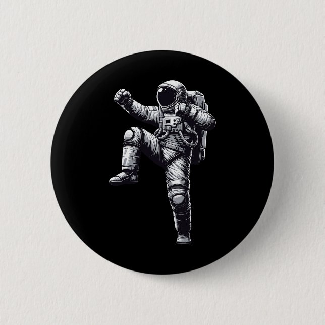 Chapa Redonda De 5 Cm Kickboxing astronauta tailandés muay (Anverso)