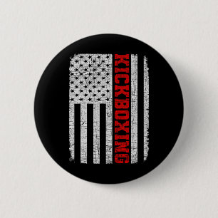 Chapa Redonda De 5 Cm Kickboxing Bandera Americana 4 de Julio Patriótico