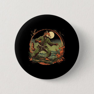 Chapa Redonda De 5 Cm Kickboxing Fox Taekwondo Karate Mma Divertido Arte