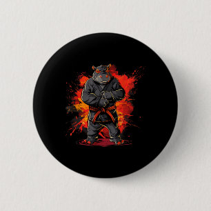 Chapa Redonda De 5 Cm Kickboxing Hippo Taekwondo Karate MMA Divertido