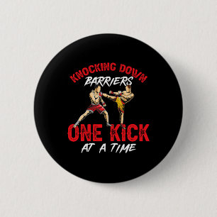 Chapa Redonda De 5 Cm Kickboxing Kickboxer Derribando Barreras Un Golpe