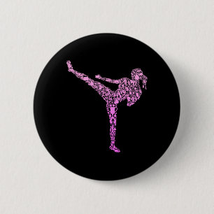 Chapa Redonda De 5 Cm Kickboxing Kickboxer Karate Chicas Niñas Mujeres