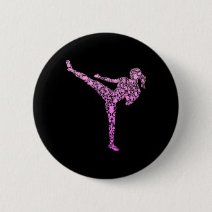 Chapa Redonda De 5 Cm Kickboxing Kickboxer Karate Chicas Niños Mujeres 