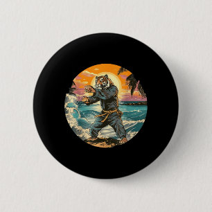 Chapa Redonda De 5 Cm Kickboxing Tigre Taekwondo Karate Playa Atardecer