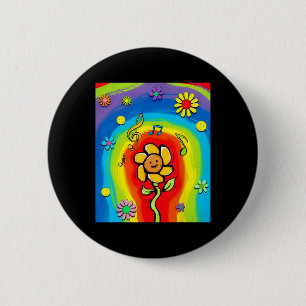 Chapa Redonda De 5 Cm Kidcore Estético Rainbow Dancing Flor 80s 90s R