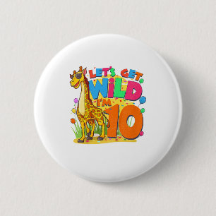 Chapa Redonda De 5 Cm Kids Giraffe Fiesta de cumpleaños 10 años 10th B