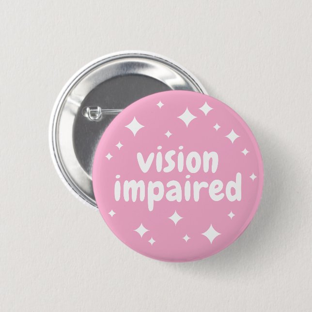 Chapa Redonda De 5 Cm Kids Girly Pink Sparkles Vision Impaired (Anverso y reverso)