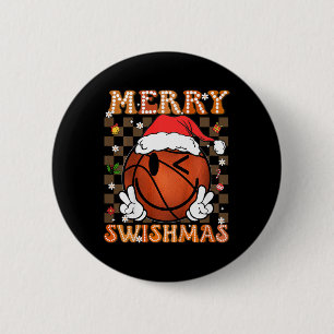 Chapa Redonda De 5 Cm Kids Groovy Merry Swishmas Navidades Xmas Basketba