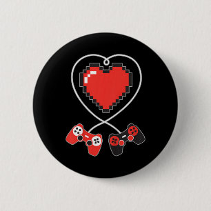 Chapa Redonda De 5 Cm Kids Heart Pixel Art Video Game Controller Valenti