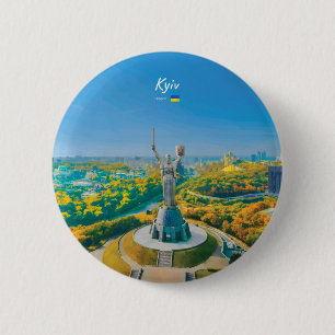Chapa Redonda De 5 Cm Kiev, Ucrania - Monumento a la Madre Ucrania