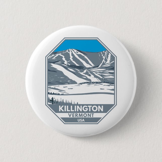 Chapa Redonda De 5 Cm Killington Ski Area Winter Vermont (Anverso)