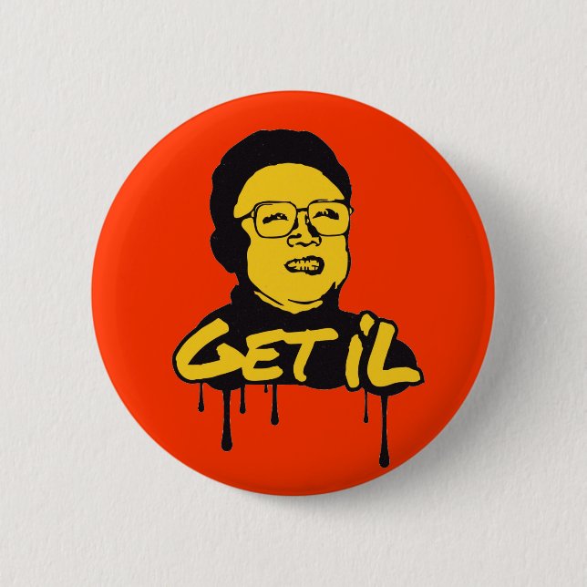 Chapa Redonda De 5 Cm Kim Jong Il - Get's Il (Anverso)