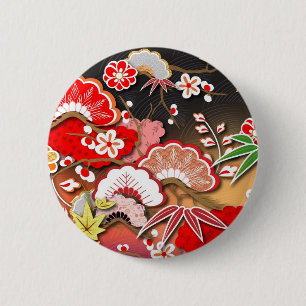 Chapa Redonda De 5 Cm Kimono elegante - diseño del japonés