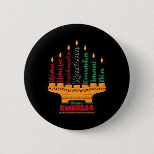 Chapa Redonda De 5 Cm Kinara Siete Velas Principios de Kwanzaa Feliz K