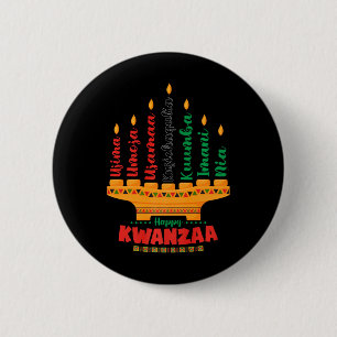 Chapa Redonda De 5 Cm Kinara Siete Velas Principios de Kwanzaa Feliz K