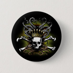 Chapa Redonda De 5 Cm King Squid Skull