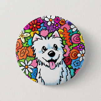 Chapa Redonda De 5 Cm KiniArt Westie Jardín Alegre