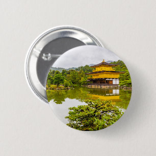 Chapa Redonda De 5 Cm Kinkaku-ji O Pabellón Y Estanques De Oro, Kioto