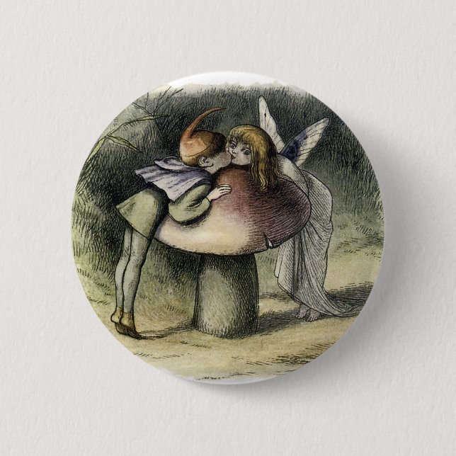 Chapa Redonda De 5 Cm Kissing Faerie and Pixie (Anverso)