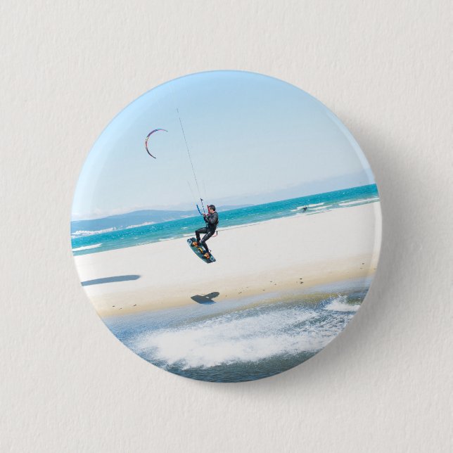 Chapa Redonda De 5 Cm Kitesurfer aumenta el aire (Anverso)