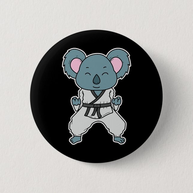 Chapa Redonda De 5 Cm Koala hace karate  (Anverso)