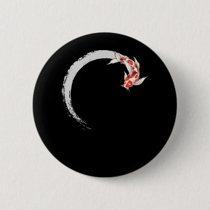Chapa Redonda De 5 Cm Koi japonés Enso Círculo de pez carpa