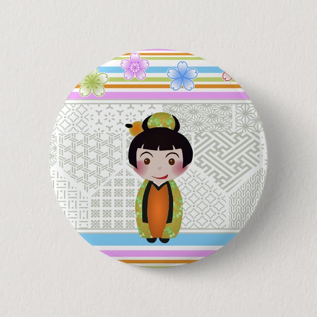 Chapa Redonda De 5 Cm kokeshi noshi (Anverso)
