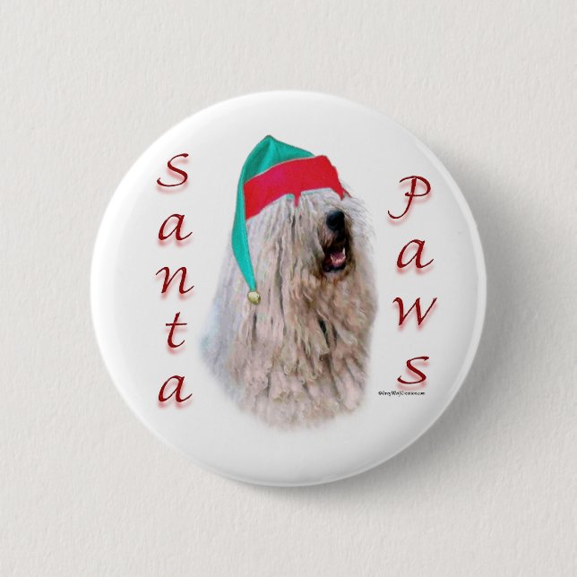 Chapa Redonda De 5 Cm Komondor Santa Paws (Anverso)