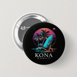 Chapa Redonda De 5 Cm Kona Hawái Tabla de Surf Hawaiana Vintage