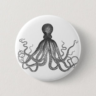 Chapa Redonda De 5 Cm Kraken - Octopus negro gigante / Cthulu