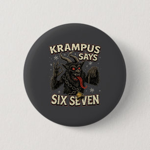 Chapa Redonda De 5 Cm Krampus Divertido Dice Seis Siete 6 7 Meme Navidad