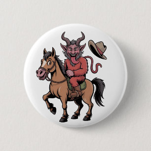 Chapa Redonda De 5 Cm Krampus divertido Santa malo de Navidad vaquero oc