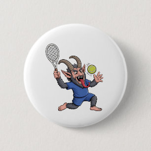 Chapa Redonda De 5 Cm Krampus espeluznante jugando tenis Navidad
