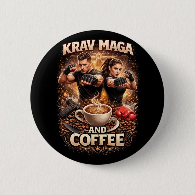 Chapa Redonda De 5 Cm Krav Maga y Café (Anverso)