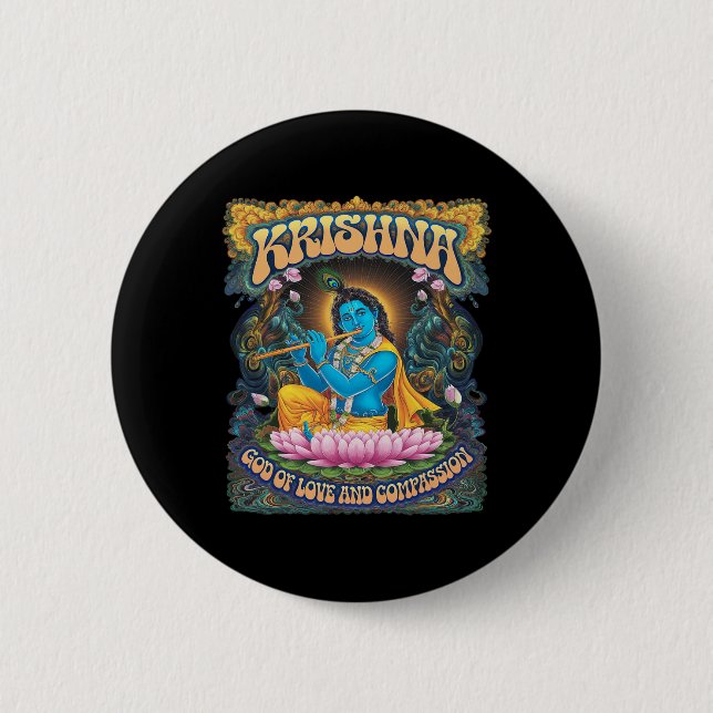 Chapa Redonda De 5 Cm Krishna hinduismo  (Anverso)