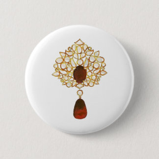 Chapa Redonda De 5 Cm Kundan y ruby brooch
