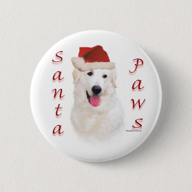 Chapa Redonda De 5 Cm Kuvasz Santa Paws (Anverso)