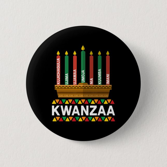 Chapa Redonda De 5 Cm Kwanzaa Principios de Kwanzaa Velas Kinara Pan Afr (Anverso)
