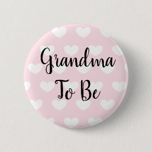 Chapa Redonda De 5 Cm La abuela será Baby Shower de los corazones rosado