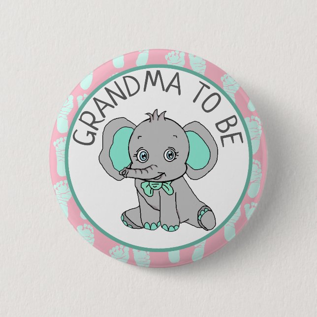 Chapa Redonda De 5 Cm La abuela temática del elefante será Baby Shower (Anverso)
