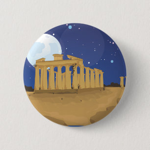 Chapa Redonda De 5 Cm La acrópolis del dibujo animado de Atenas