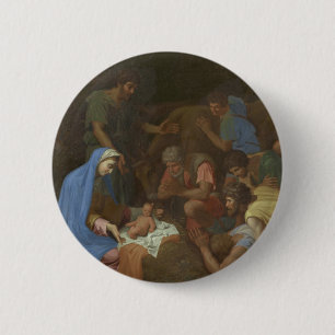 Chapa Redonda De 5 Cm La adoración de los pastores circa 1653