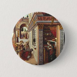 Chapa Redonda De 5 Cm La Anunciación, con San Emidius