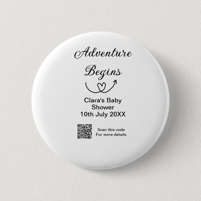 Chapa Redonda De 5 Cm La aventura comienza con la ducha de bebé barrido  (Anverso)